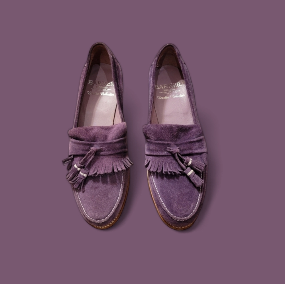 Barker England Purple Suede Moccasin Loafers
